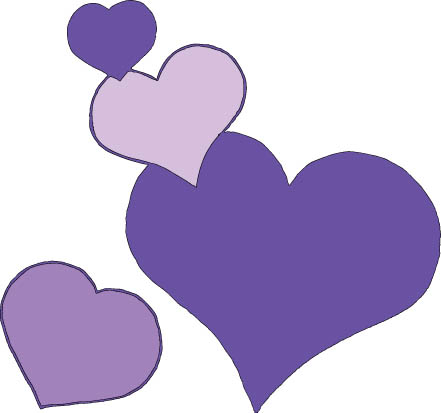 pictures of hearts to color. Four blue or lilac love hearts