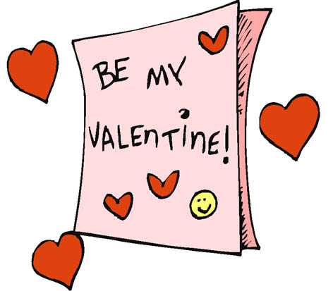 Valentines love letter mailbox, Valentines Day clipart: Be my Valentine card