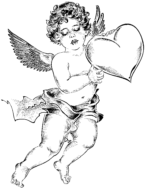 Cupid holding heart sketch drawing Love heart necklace drawing sketch