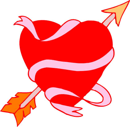  Red love heart, ribbon and arrow