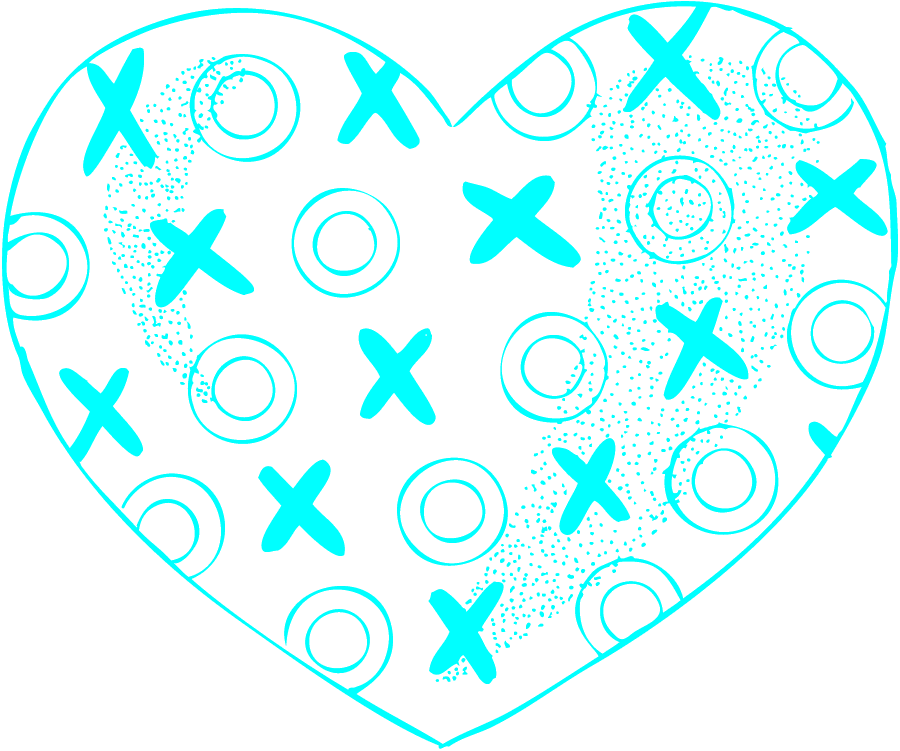 Blue decorated love heart drawing 
